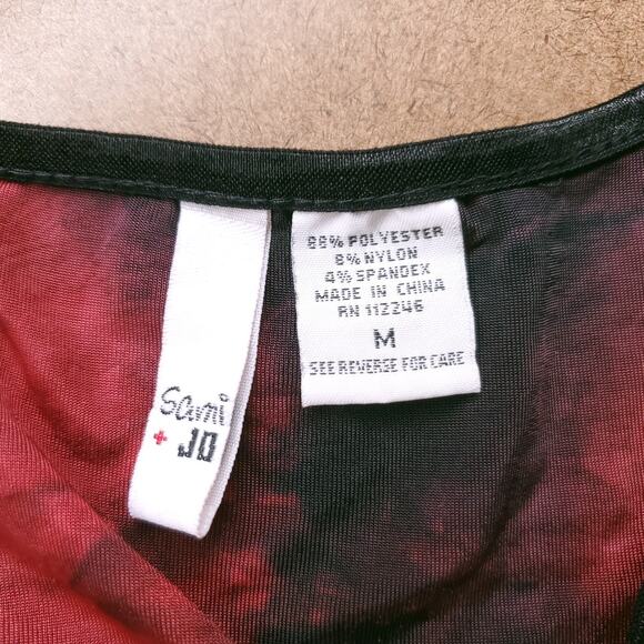 Sami Jo Tank Top Wmns M Black Red Floral Paisley Velvet Burnout Feminine Grunge - Picture 10 of 10